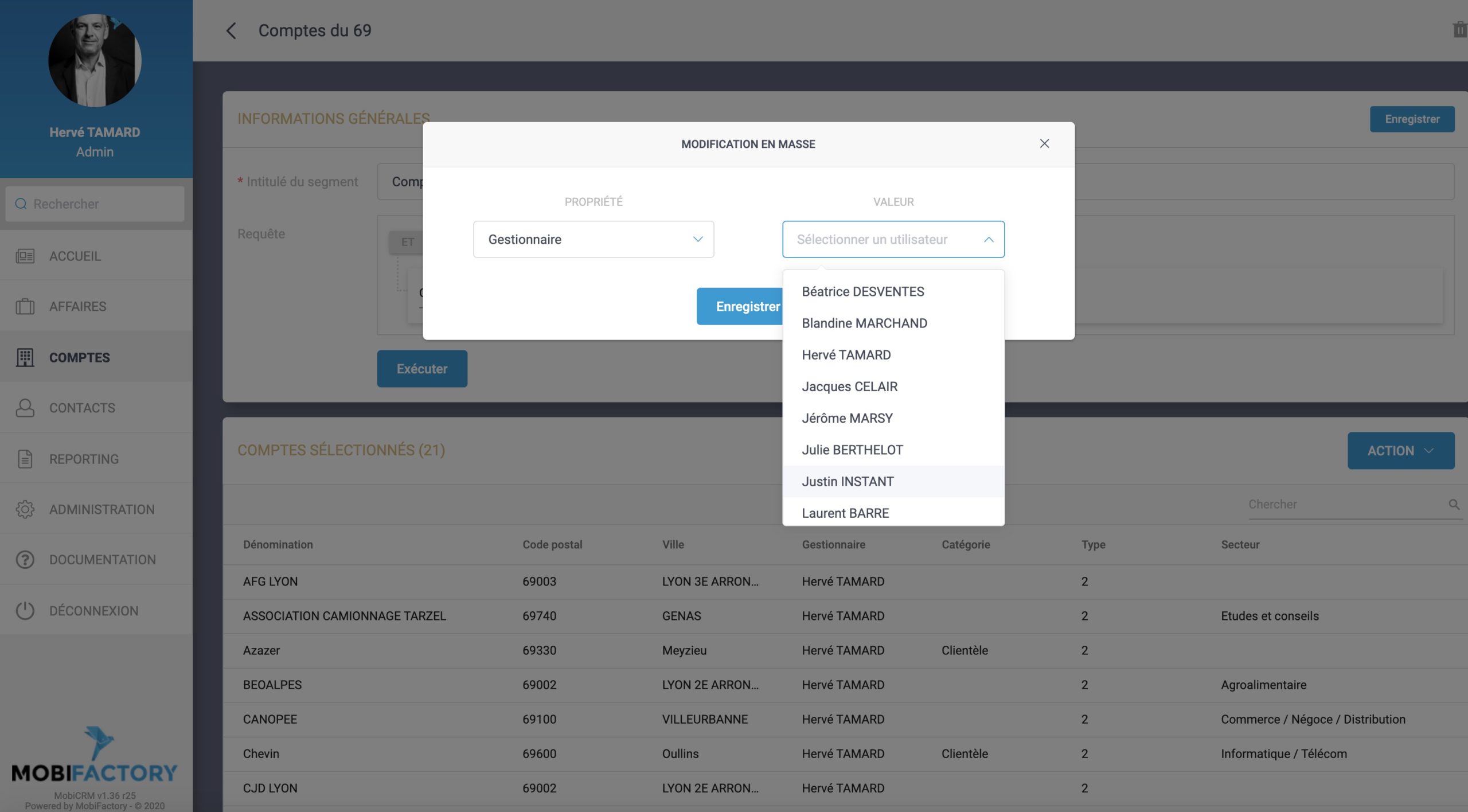 Sélection de la valeur