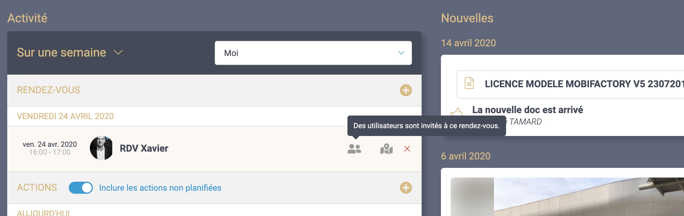 Icone invités dans la liste des rendez-vous